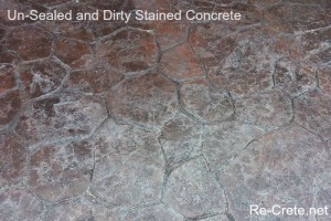 Un-Sealed Stained and Stamped Concrete
